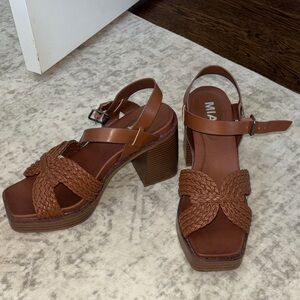 MIA Tan Braided Platform Sandal with Chunky Heel